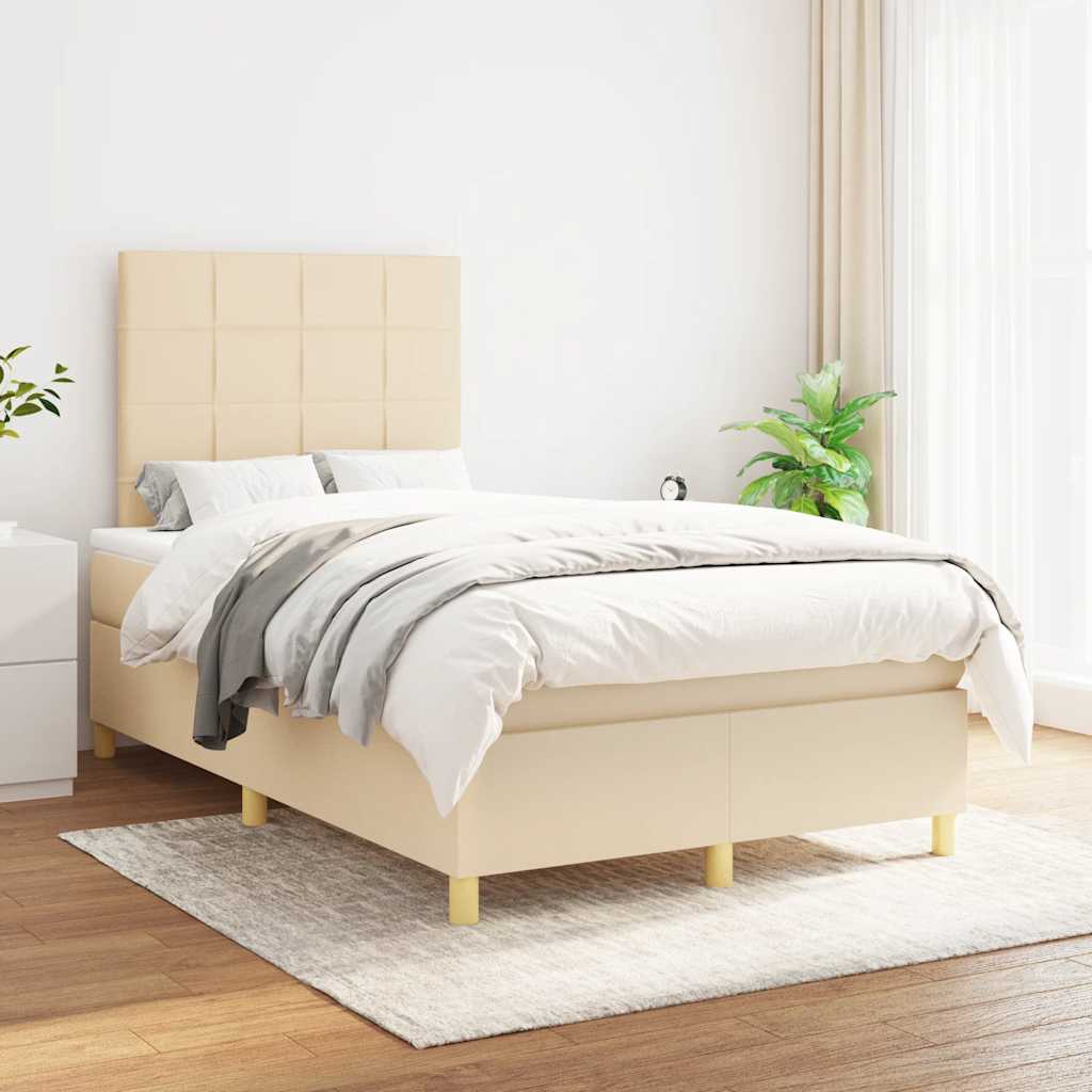 Sommier à lattes de lit avec matelas crème 120x190 cm tissu - XIOS