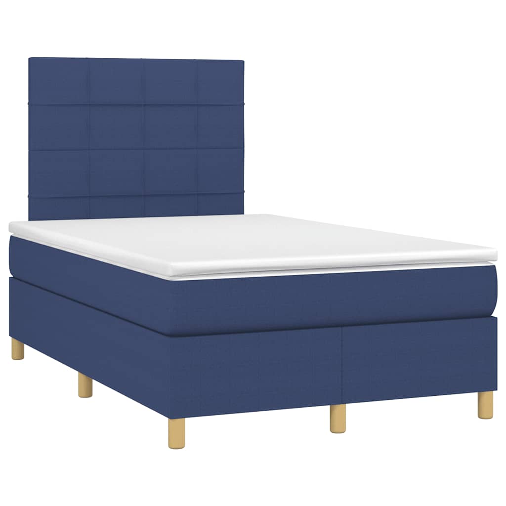 Sommier à lattes de lit avec matelas bleu 120x190 cm tissu - XIOS