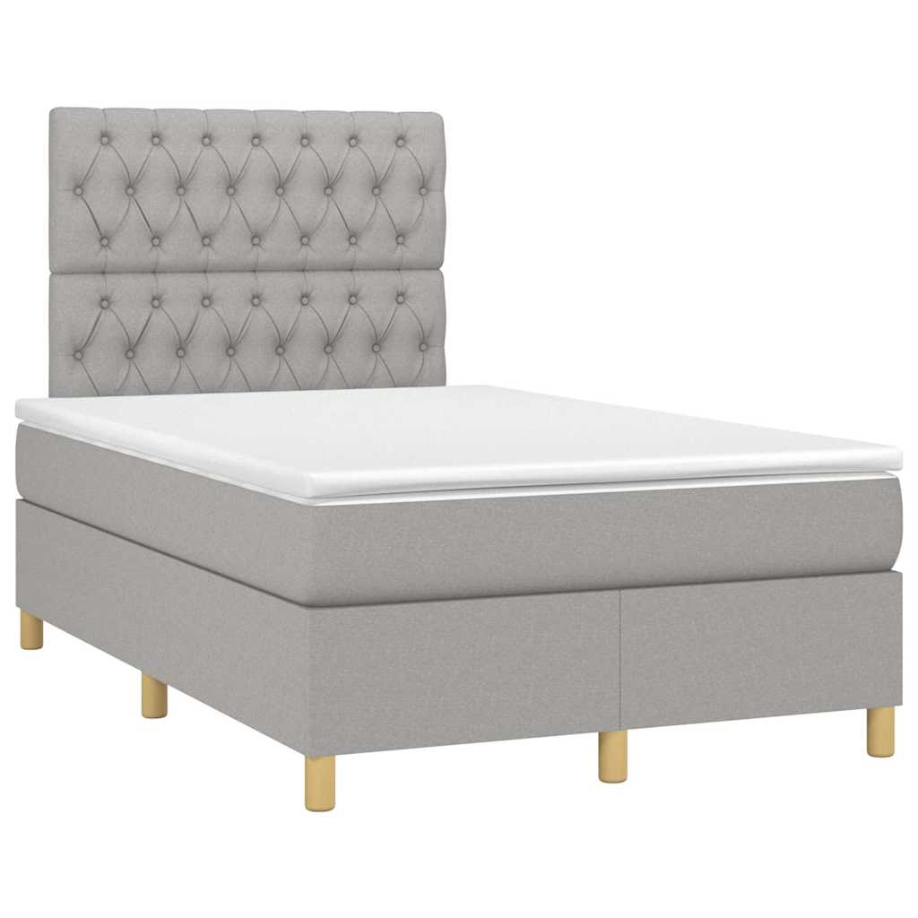 Sommier à lattes de lit et matelas gris clair 120x190 cm tissu - XIOS