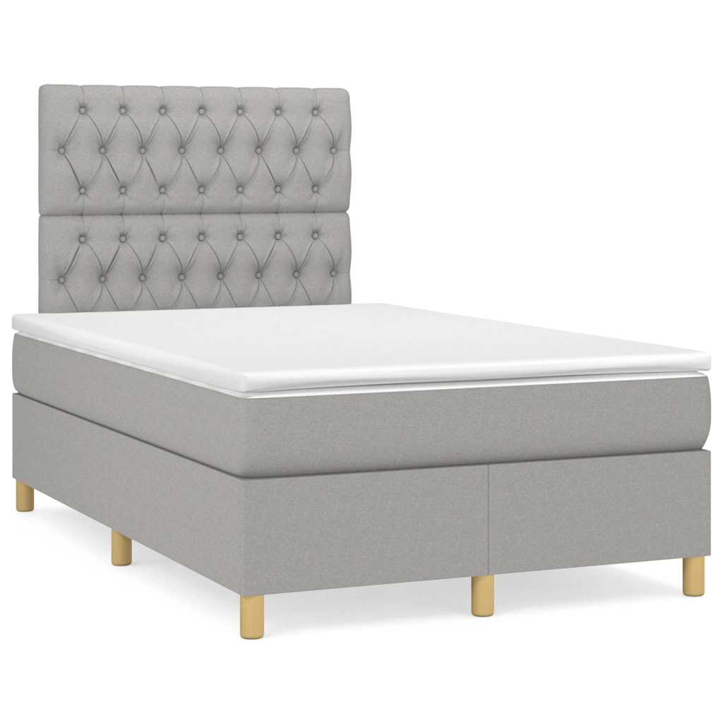 Sommier à lattes de lit et matelas gris clair 120x190 cm tissu - XIOS