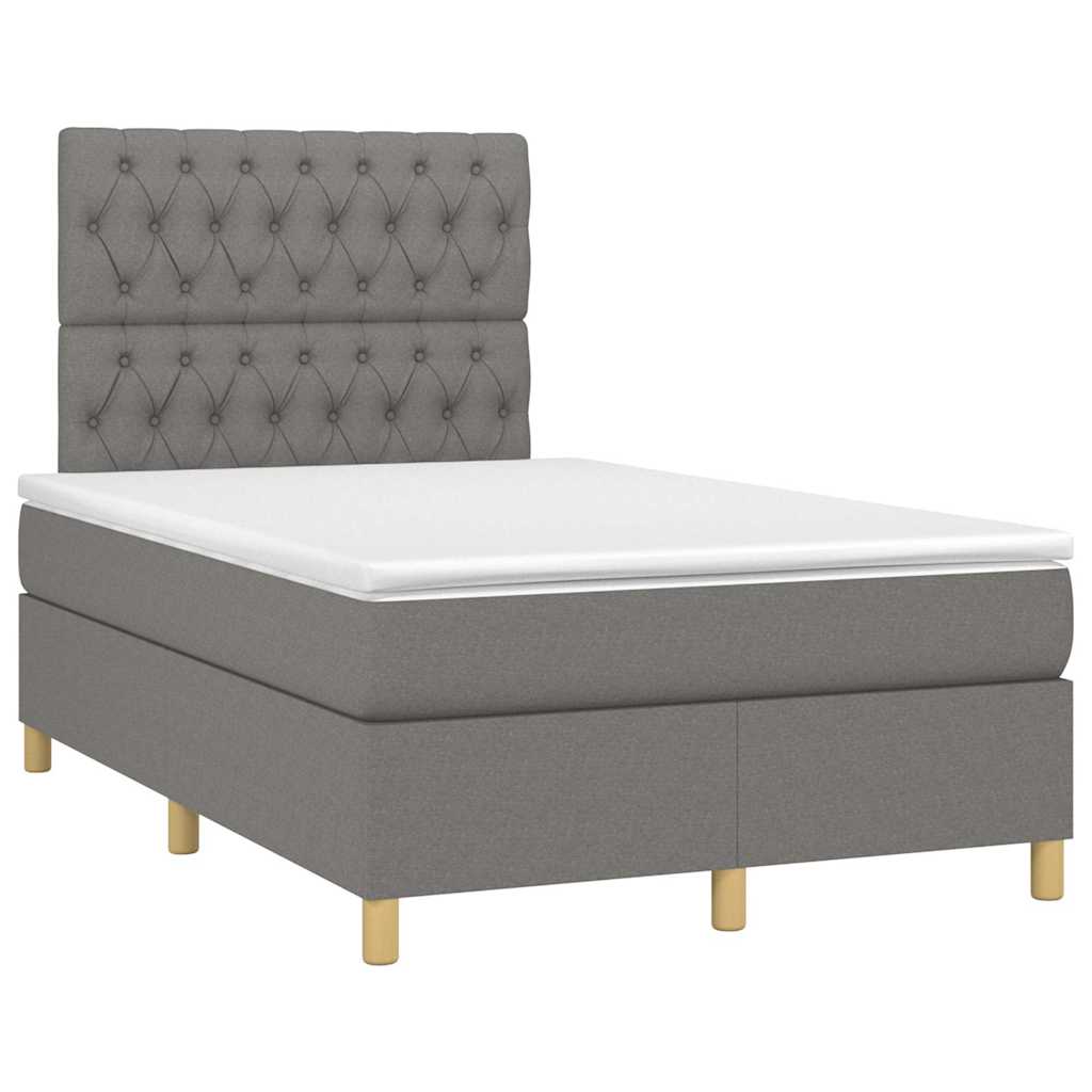 Sommier à lattes de lit avec matelas gris foncé 120x190cm tissu - XIOS