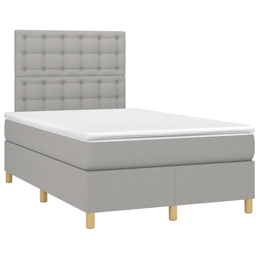 Sommier à lattes de lit et matelas gris clair 120x190 cm tissu - XIOS