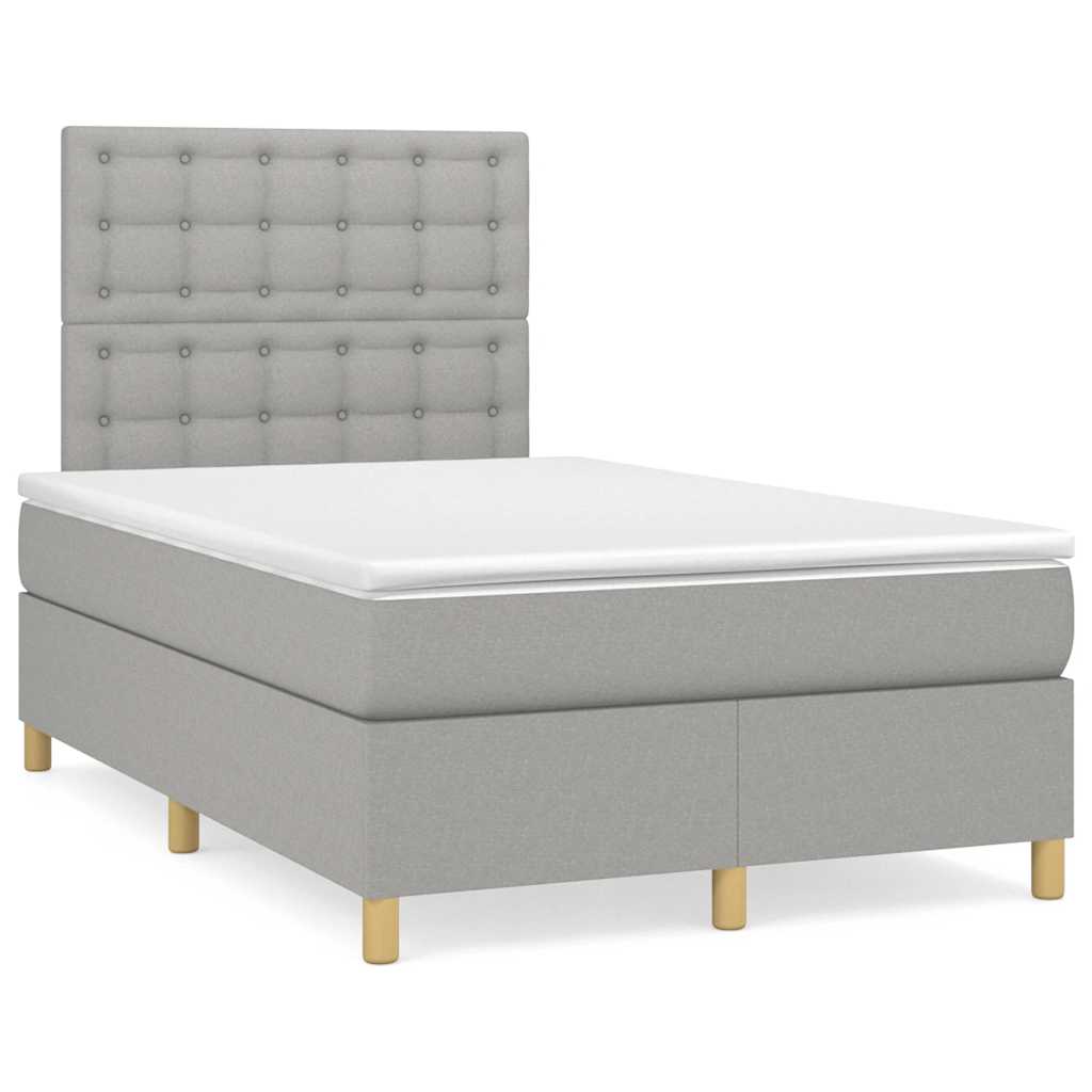 Sommier à lattes de lit et matelas gris clair 120x190 cm tissu - XIOS