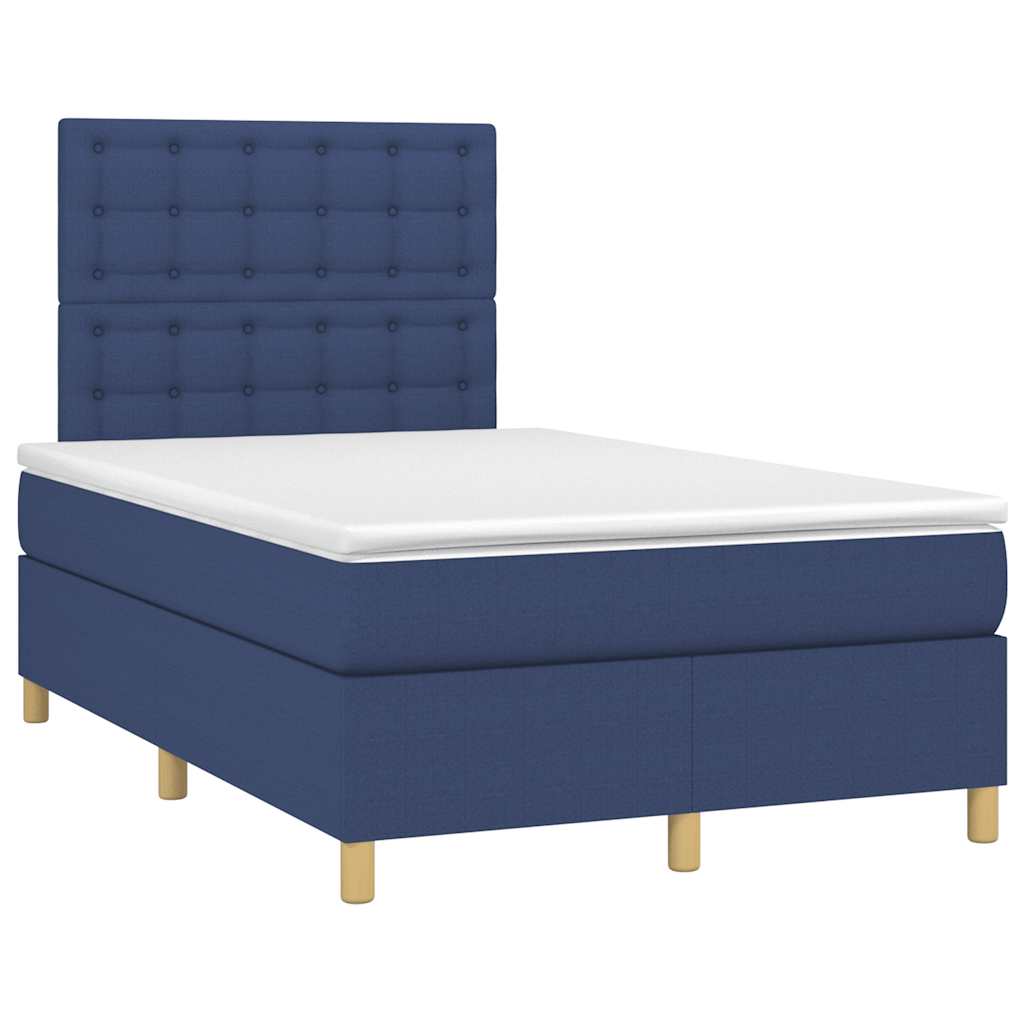 Sommier à lattes de lit avec matelas bleu 120x190 cm tissu - XIOS
