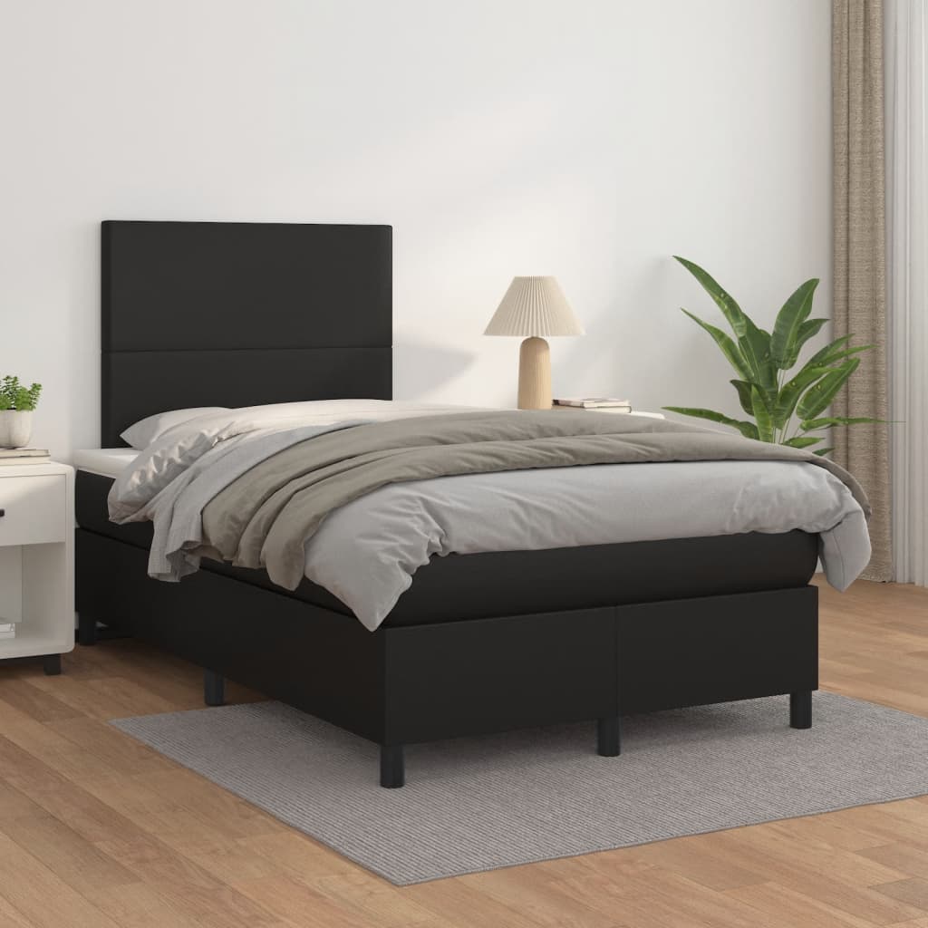 Sommier à lattes de lit avec matelas noir 120x190 cm similicuir - XIOS