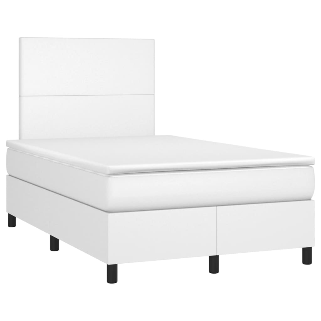 Sommier à lattes de lit avec matelas blanc 120x190cm similicuir - XIOS