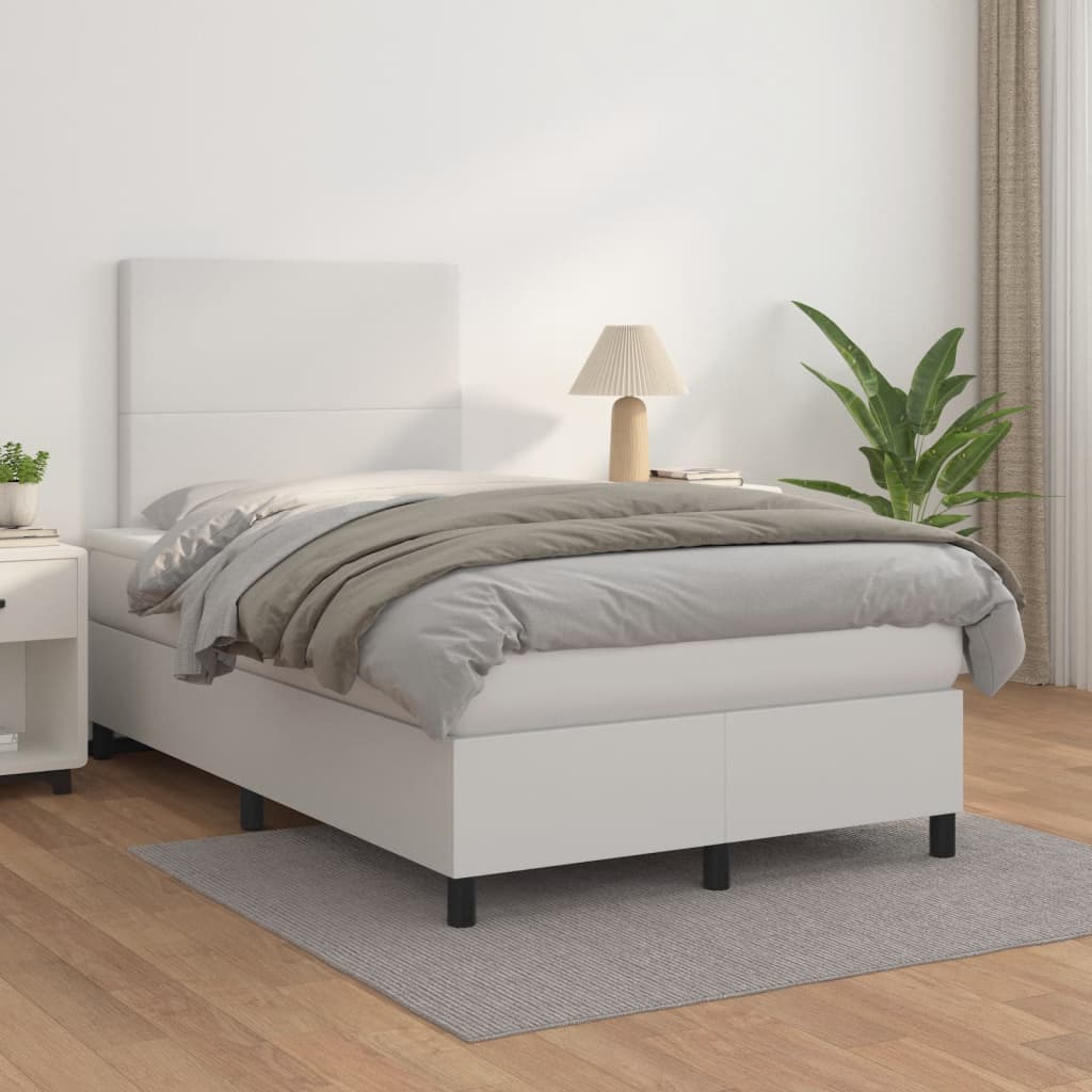Sommier à lattes de lit avec matelas blanc 120x190cm similicuir - XIOS