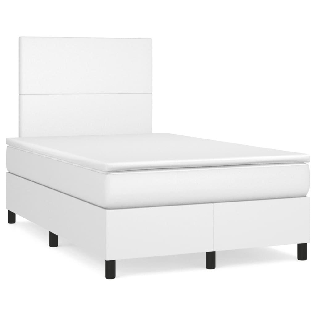 Sommier à lattes de lit avec matelas blanc 120x190cm similicuir - XIOS