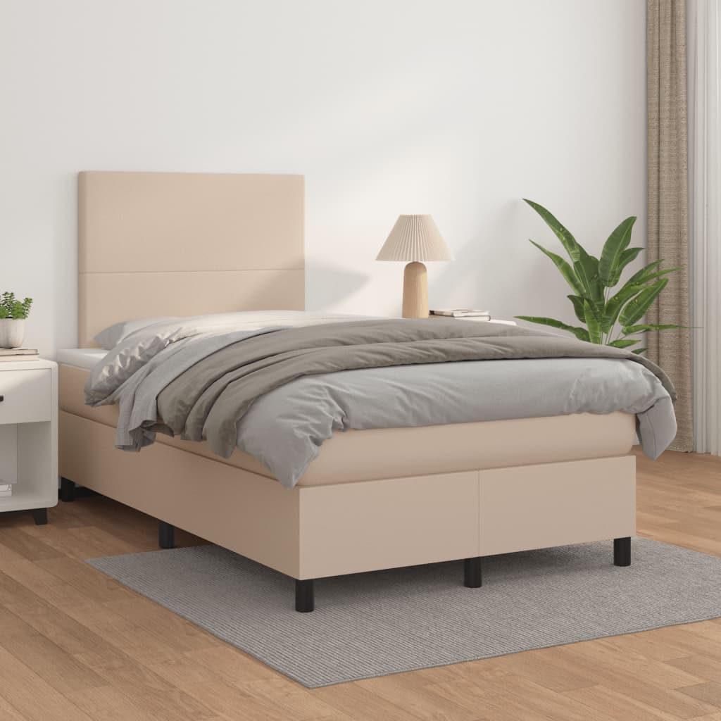 Sommier à lattes de lit matelas cappuccino 120x190cm similicuir - XIOS