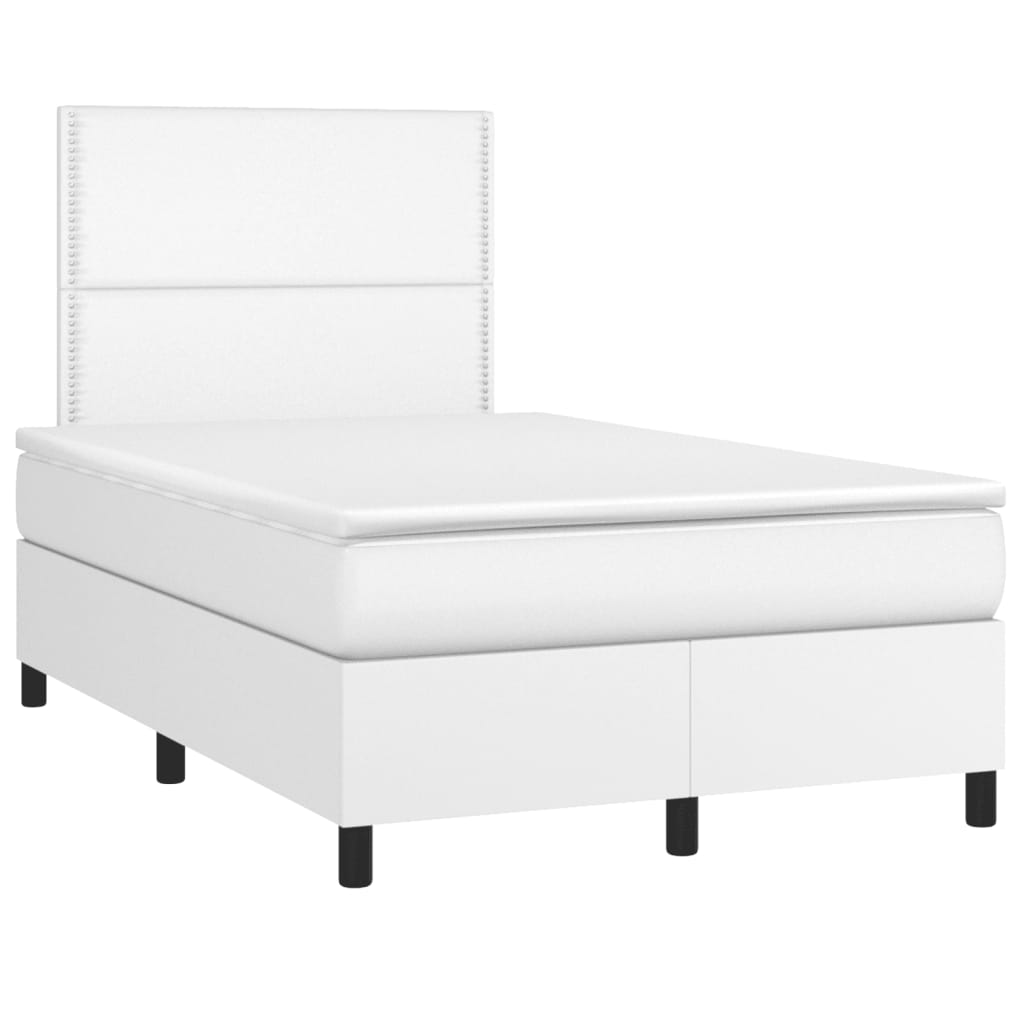 Sommier à lattes de lit avec matelas blanc 120x190cm similicuir - XIOS