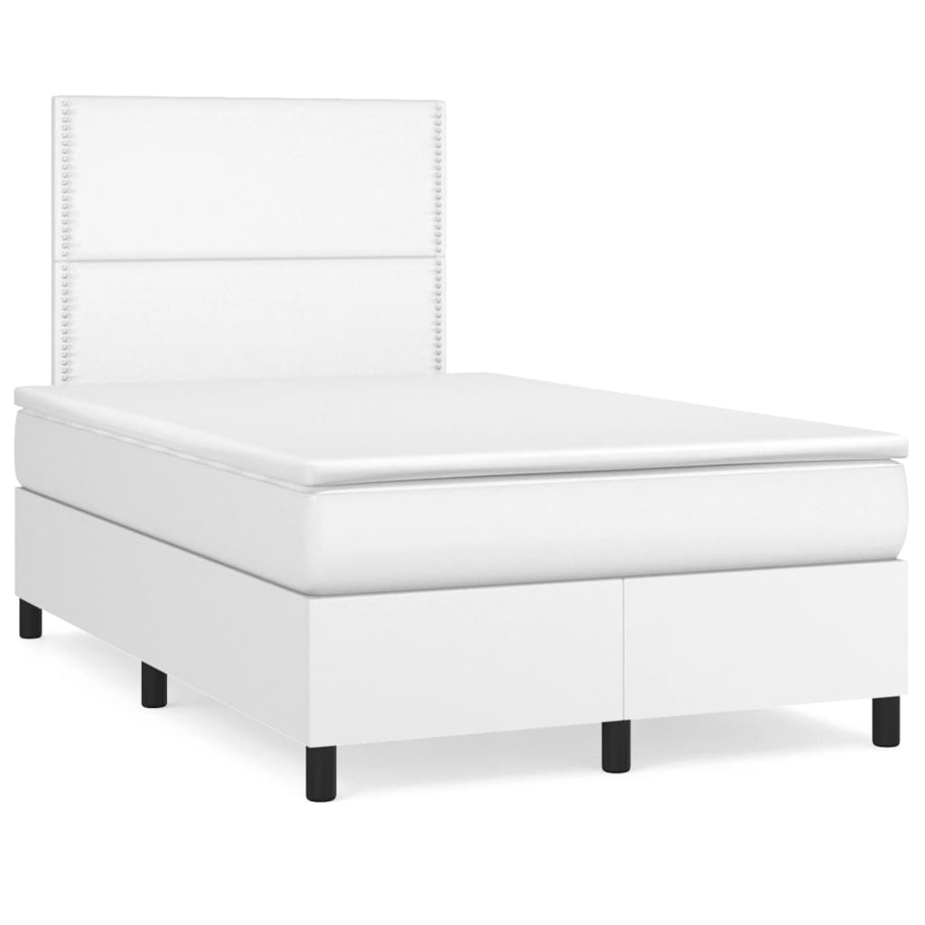 Sommier à lattes de lit avec matelas blanc 120x190cm similicuir - XIOS