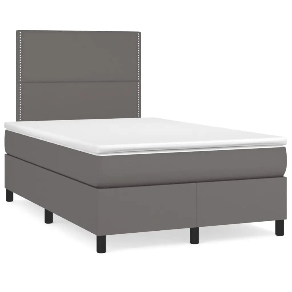 Sommier à lattes de lit avec matelas gris 120x190 cm similicuir - XIOS