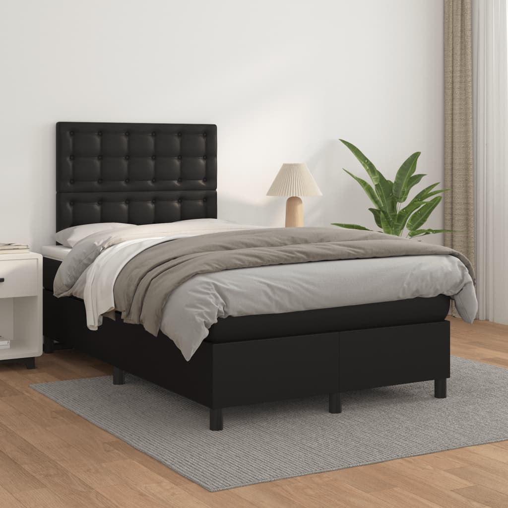 Sommier à lattes de lit avec matelas noir 120x190 cm similicuir - XIOS