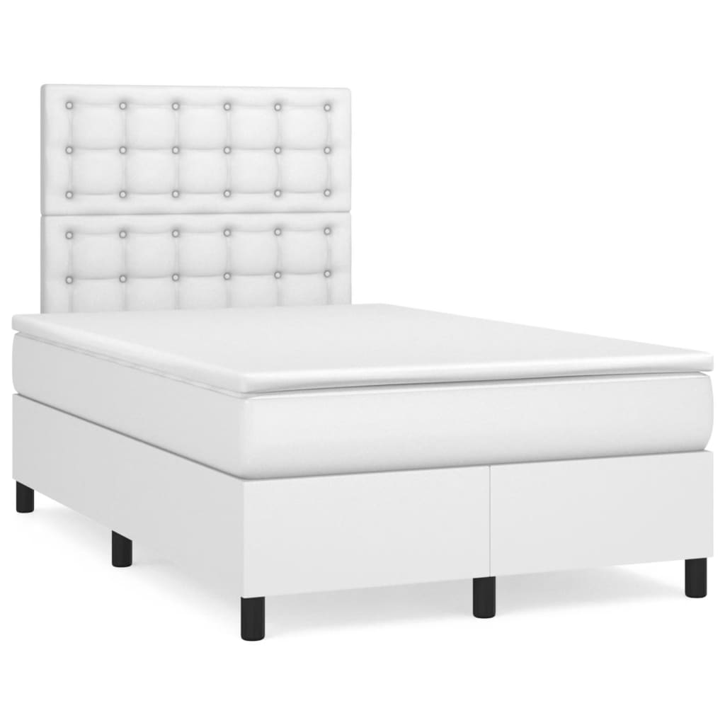 Sommier à lattes de lit avec matelas blanc 120x190cm similicuir - XIOS