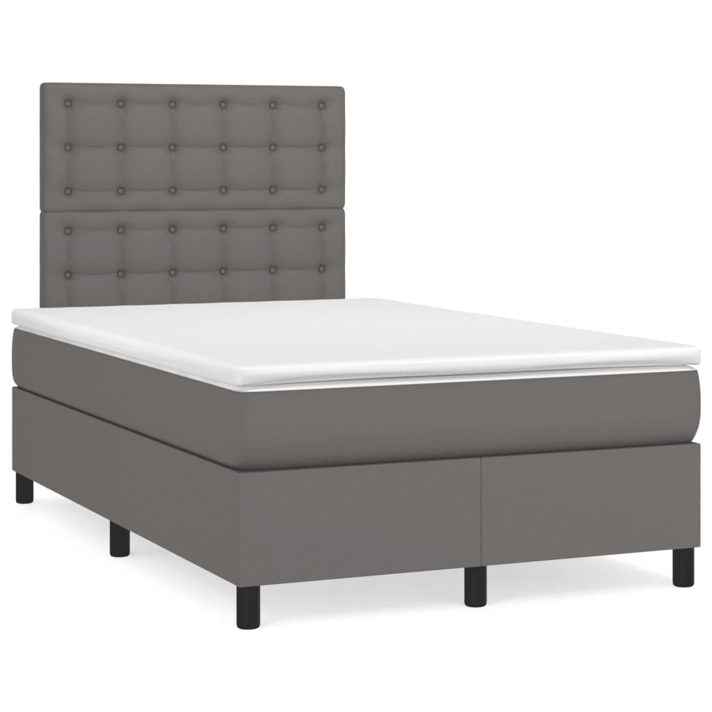 Sommier à lattes de lit avec matelas gris 120x190 cm similicuir - XIOS