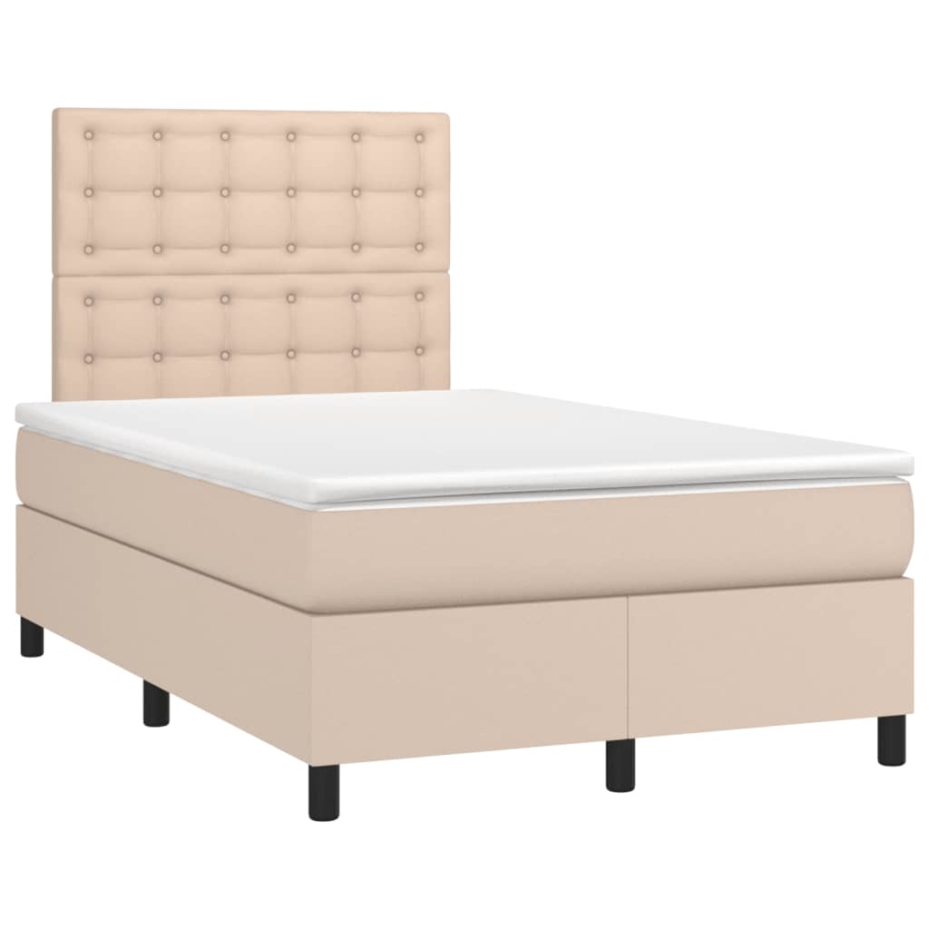 Sommier à lattes de lit matelas cappuccino 120x190cm similicuir - XIOS