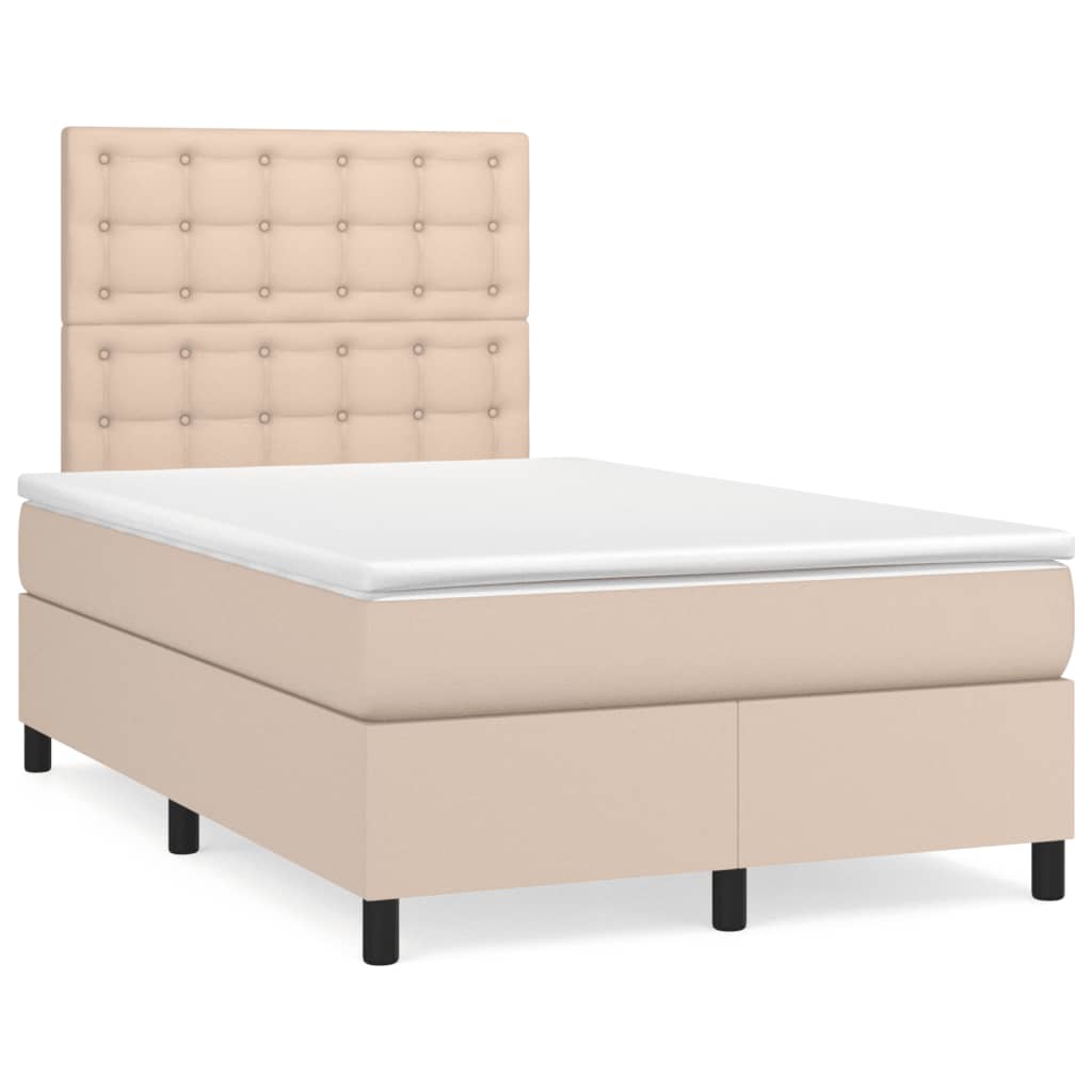 Sommier à lattes de lit matelas cappuccino 120x190cm similicuir - XIOS