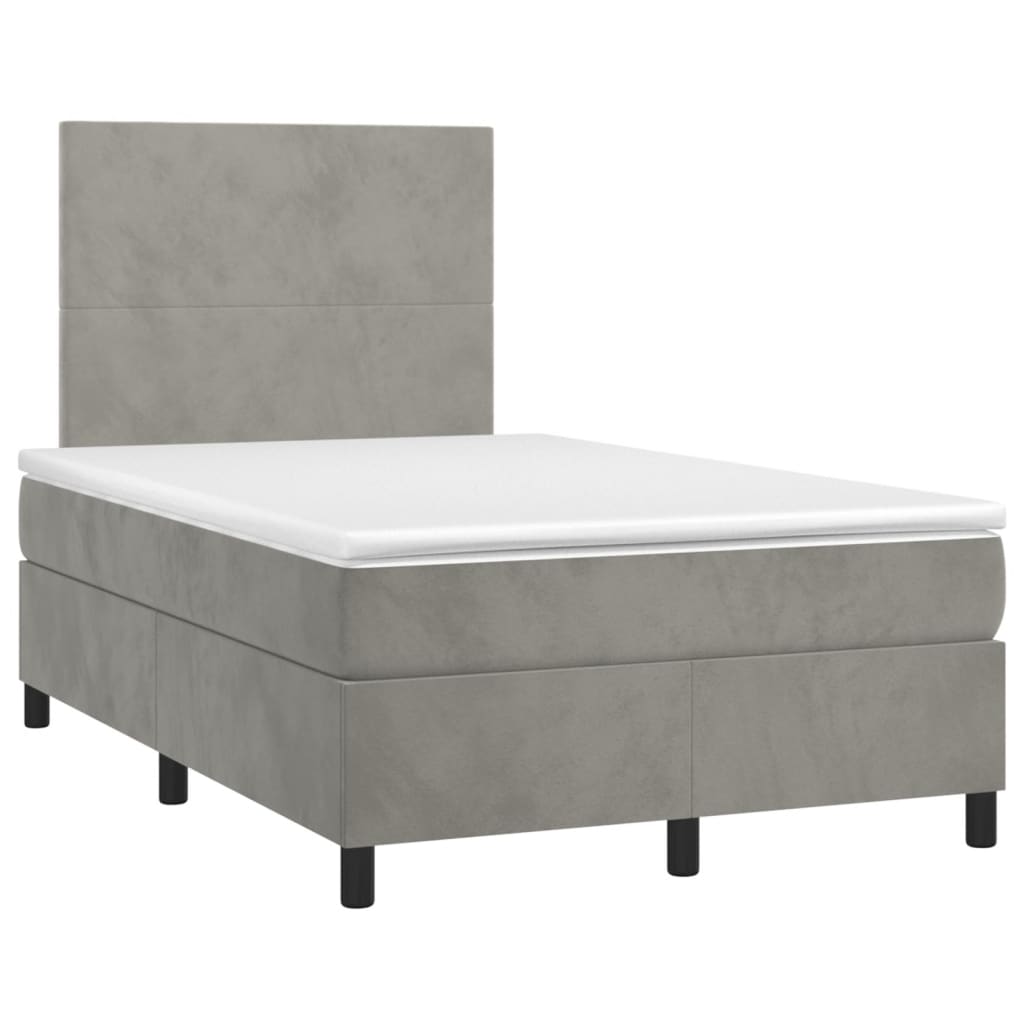 Sommier à lattes de lit et matelas gris clair 120x190cm velours - XIOS
