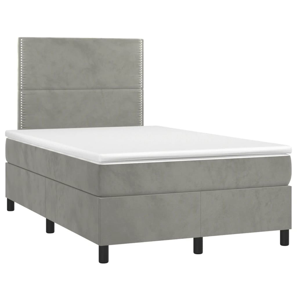 Sommier à lattes de lit et matelas gris clair 120x190cm velours - XIOS