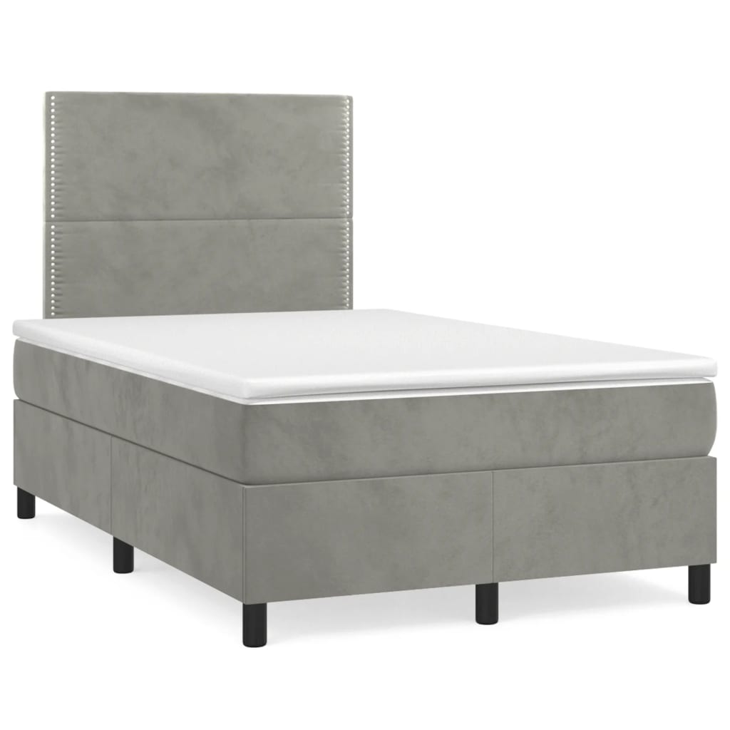 Sommier à lattes de lit et matelas gris clair 120x190cm velours - XIOS