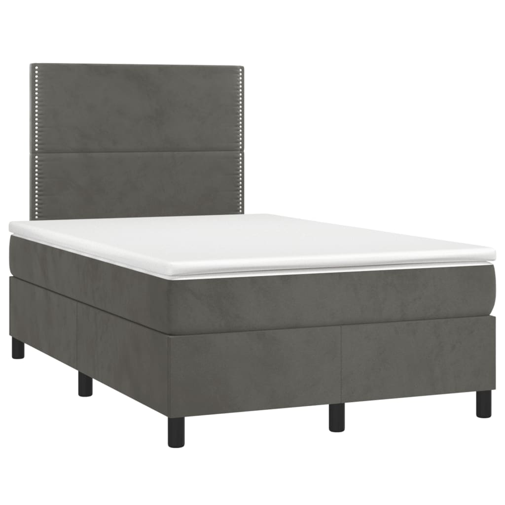Sommier à lattes de lit et matelas gris foncé 120x190cm velours - XIOS