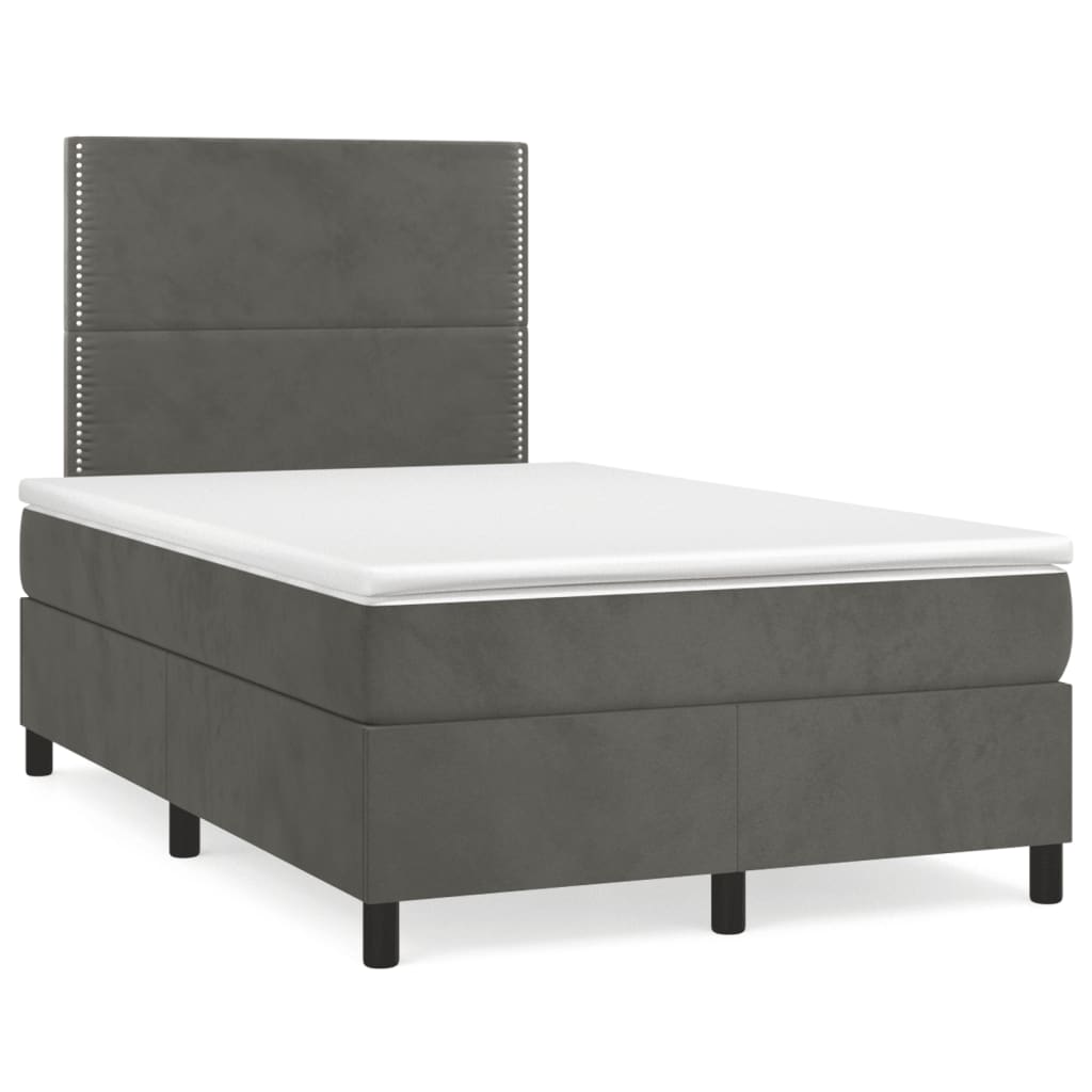 Sommier à lattes de lit et matelas gris foncé 120x190cm velours - XIOS