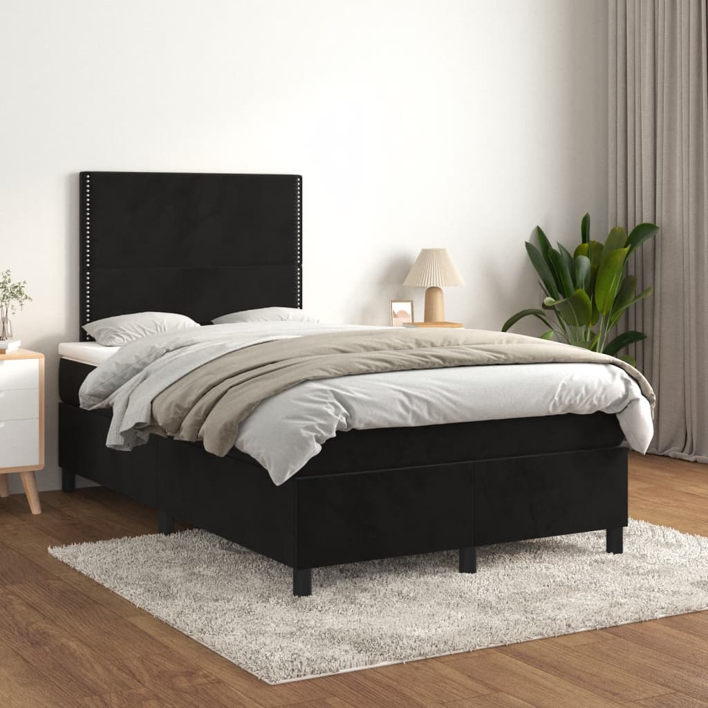 Sommier à lattes de lit avec matelas noir 120x190 cm velours - XIOS