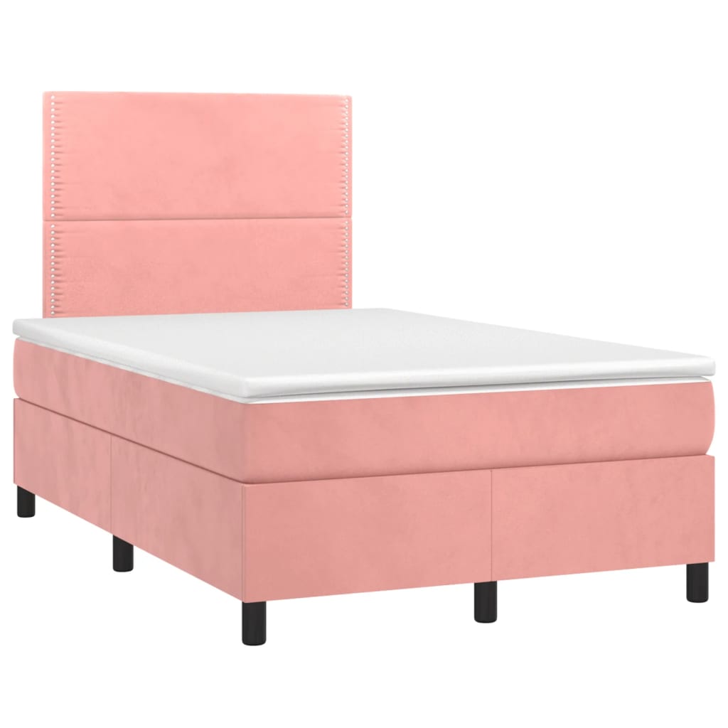 Sommier à lattes de lit avec matelas rose 120x190 cm velours
