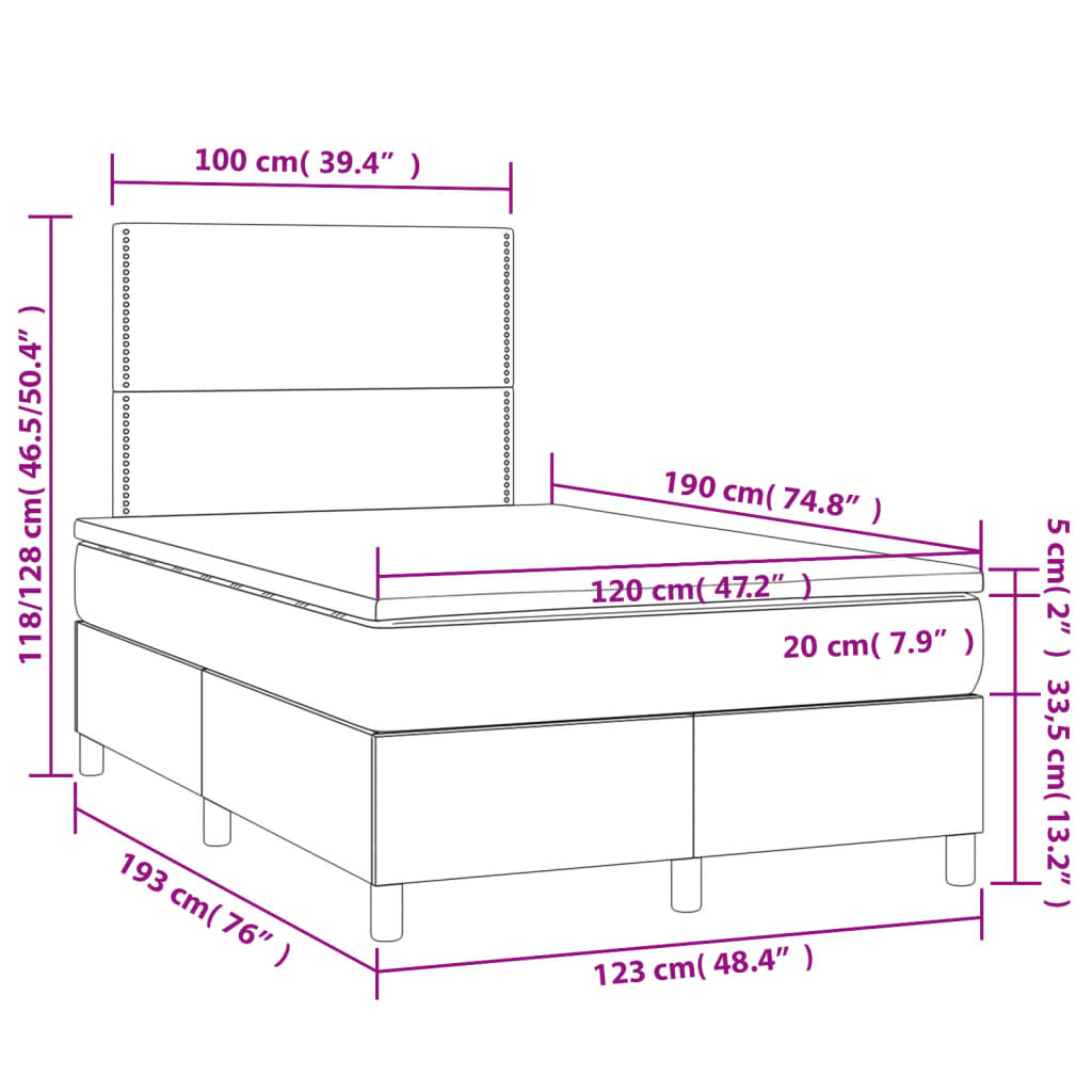 Sommier à lattes de lit avec matelas rose 120x190 cm velours - XIOS