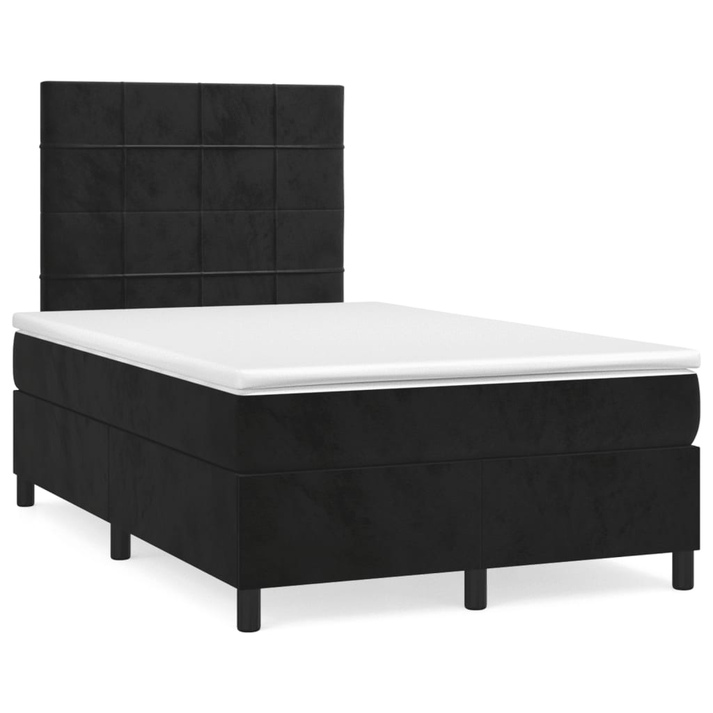 Sommier à lattes de lit avec matelas noir 120x190 cm velours - XIOS