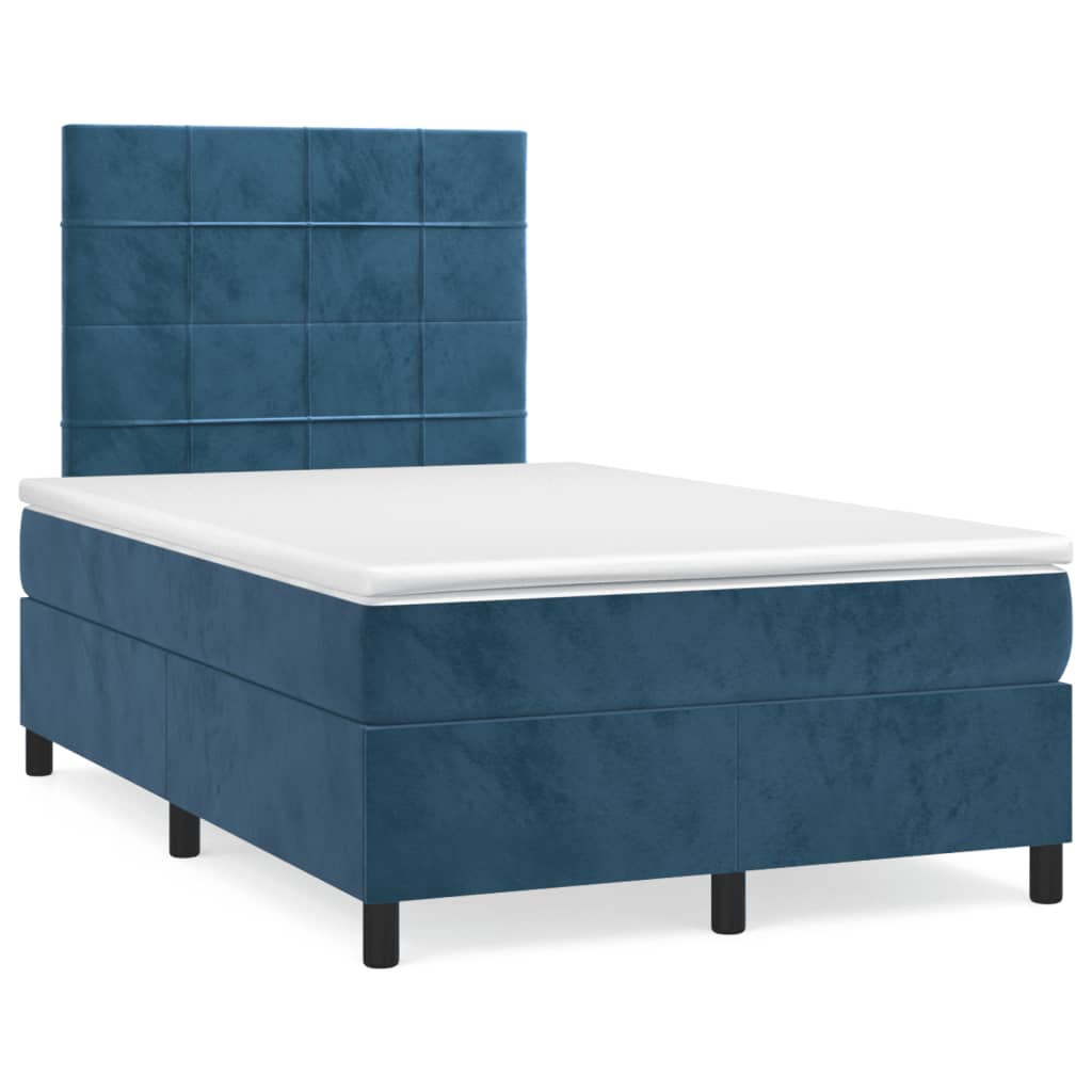 Sommier à lattes de lit et matelas bleu foncé 120x190cm velours - XIOS