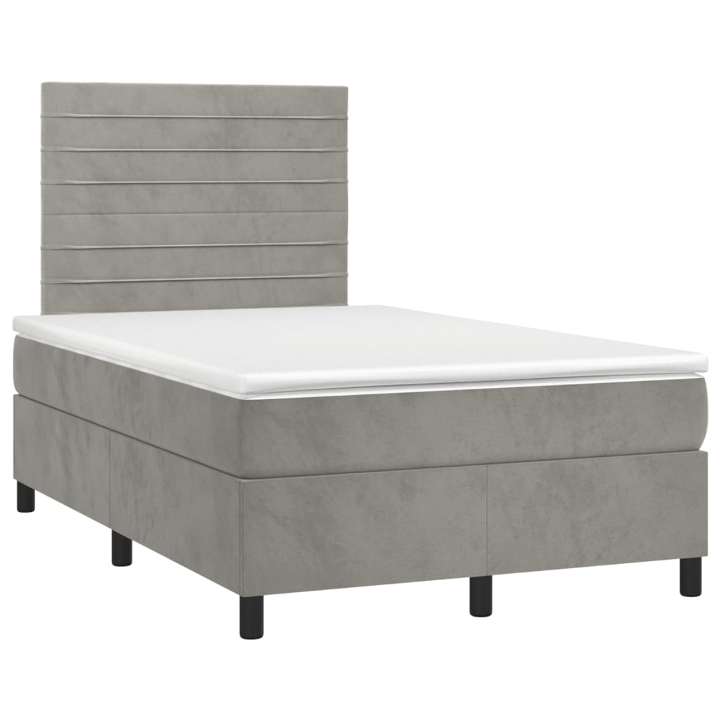Sommier à lattes de lit et matelas gris clair 120x190cm velours - XIOS