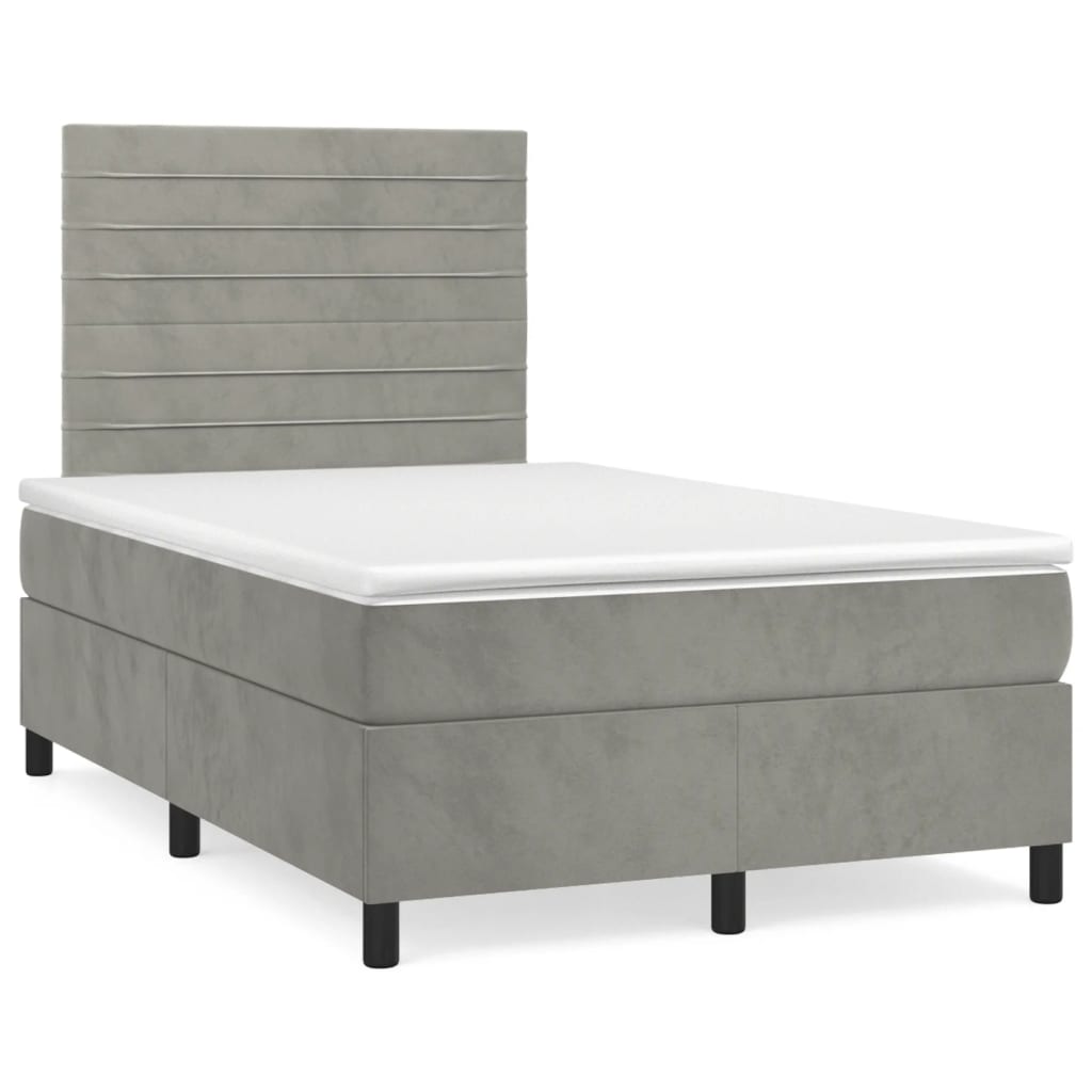 Sommier à lattes de lit et matelas gris clair 120x190cm velours - XIOS