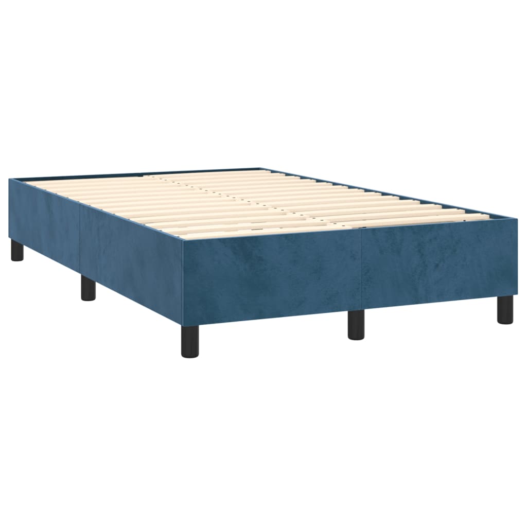 Sommier à lattes de lit et matelas bleu foncé 120x190cm velours - XIOS