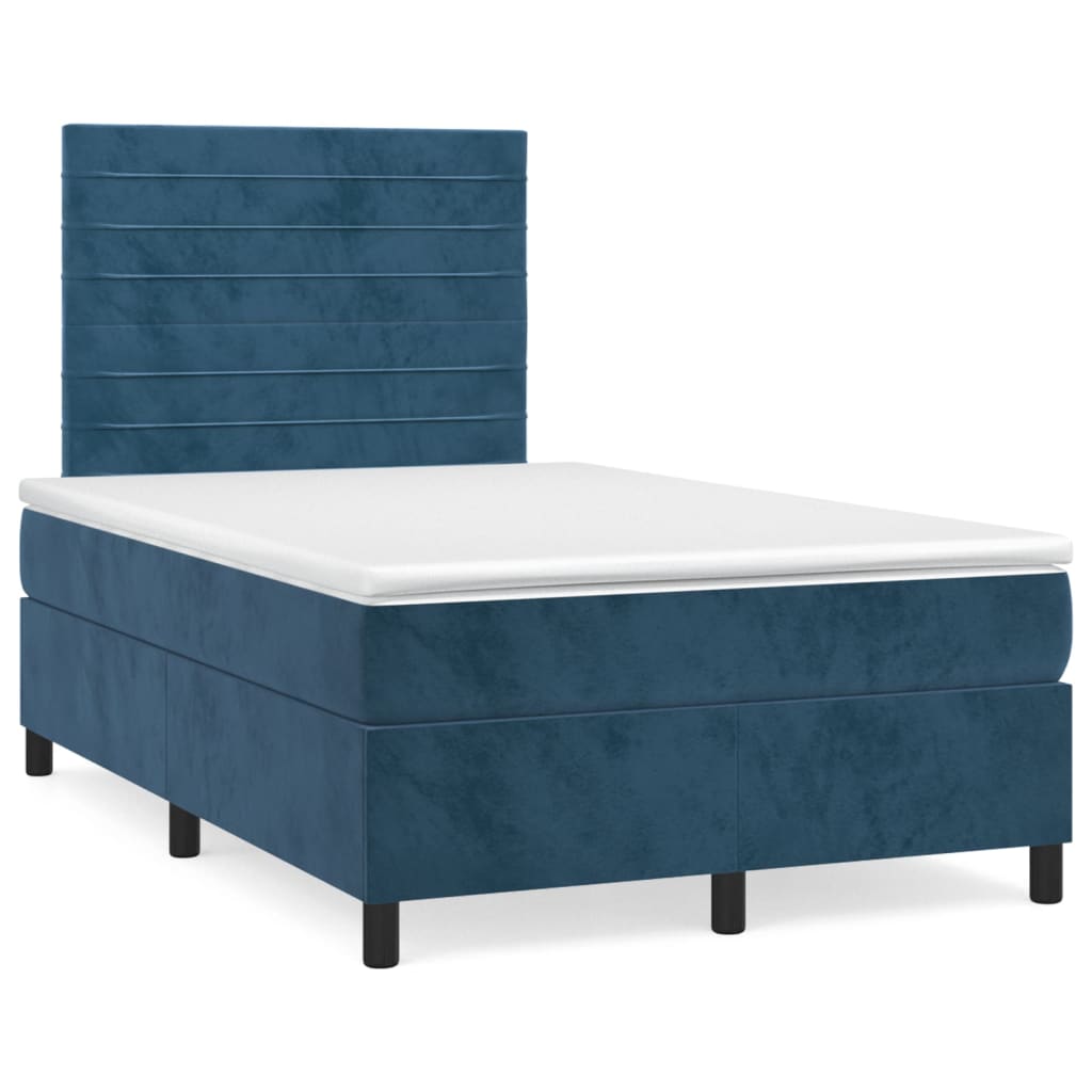 Sommier à lattes de lit et matelas bleu foncé 120x190cm velours - XIOS