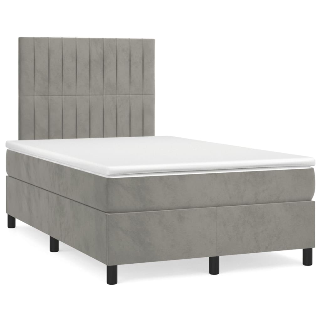 Sommier à lattes de lit et matelas gris clair 120x190cm velours - XIOS