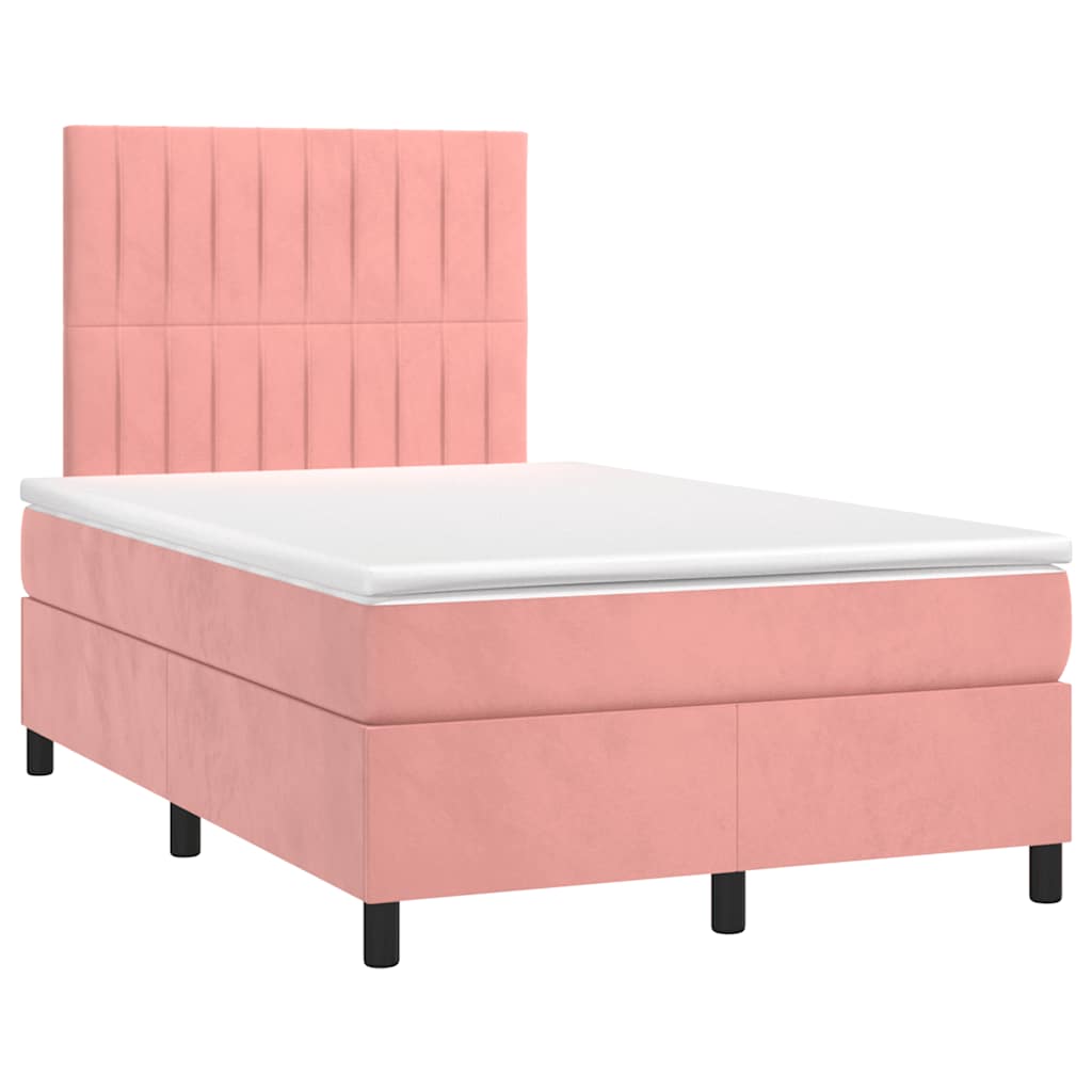 Sommier à lattes de lit avec matelas rose 120x190 cm velours - XIOS