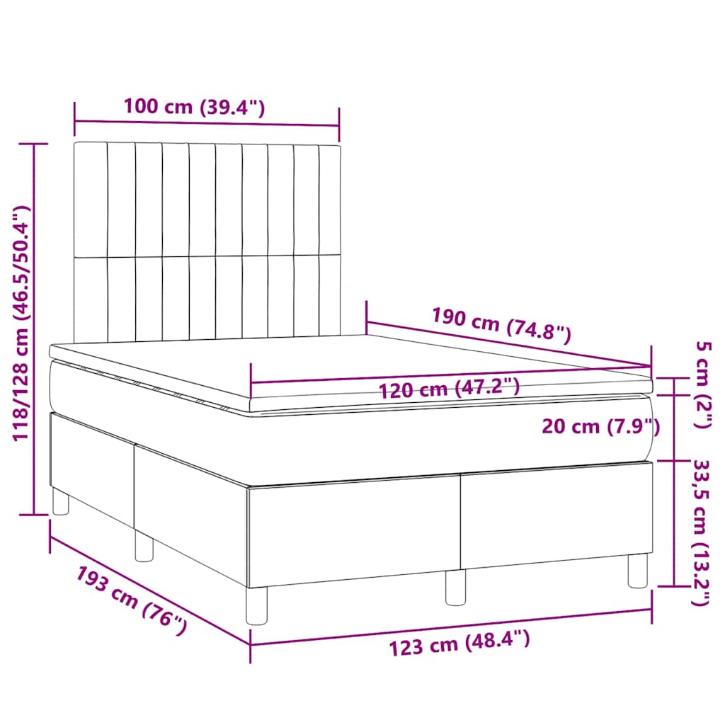 Sommier à lattes de lit avec matelas rose 120x190 cm velours