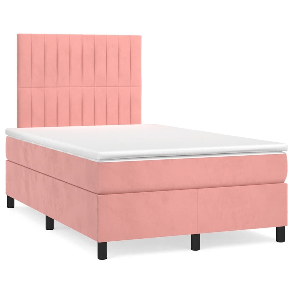 Sommier à lattes de lit avec matelas rose 120x190 cm velours - XIOS