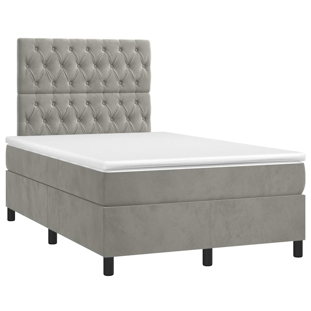 Sommier à lattes de lit et matelas gris clair 120x190cm velours - XIOS