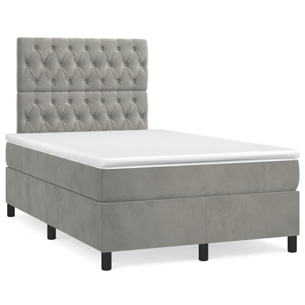 Sommier à lattes de lit et matelas gris clair 120x190cm velours - XIOS