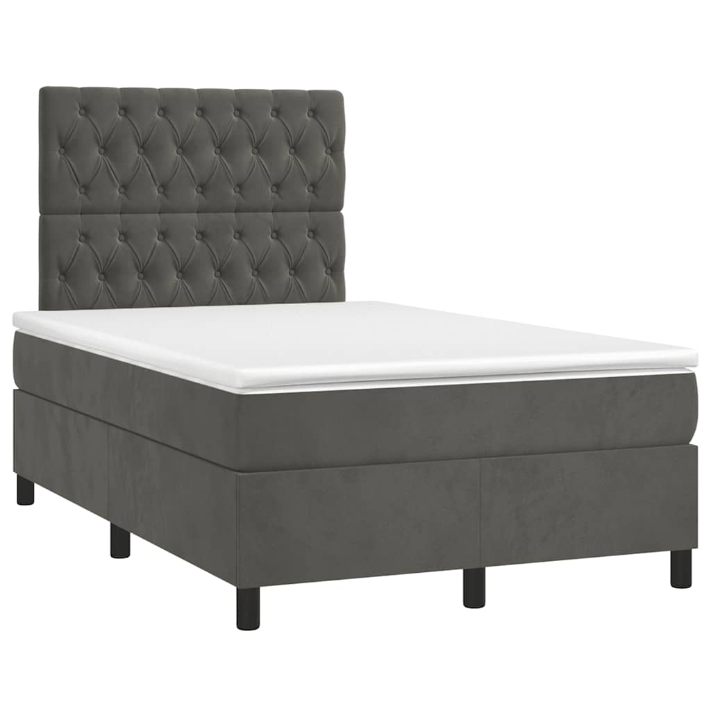 Sommier à lattes de lit et matelas gris foncé 120x190cm velours - XIOS