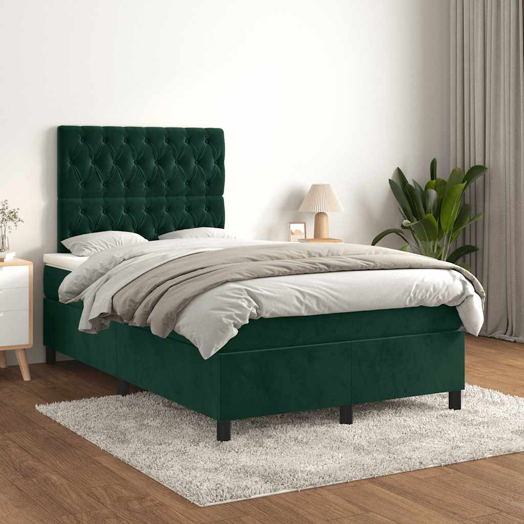 Sommier à lattes de lit avec matelas vert foncé 120x190 cm - XIOS