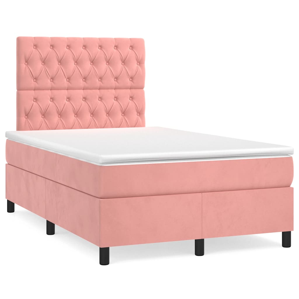 Sommier à lattes de lit avec matelas rose 120x190 cm velours - XIOS