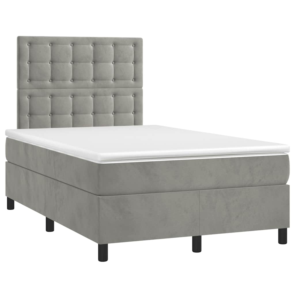 Sommier à lattes de lit et matelas gris clair 120x190cm velours - XIOS