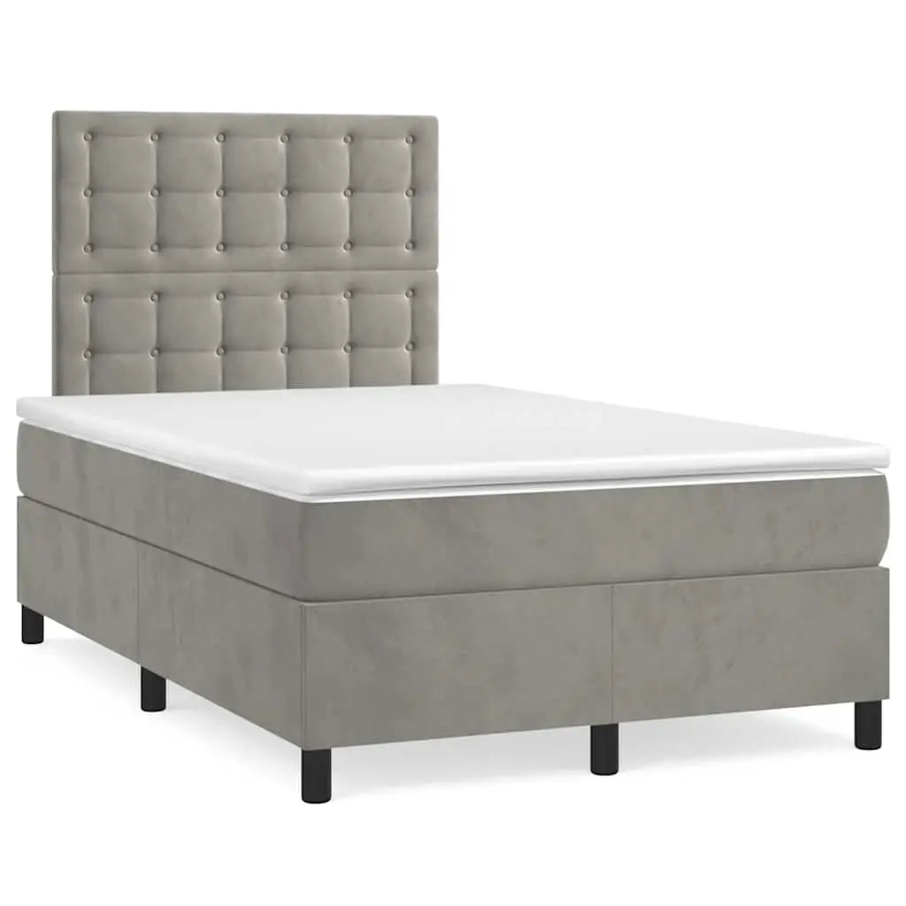 Sommier à lattes de lit et matelas gris clair 120x190cm velours - XIOS