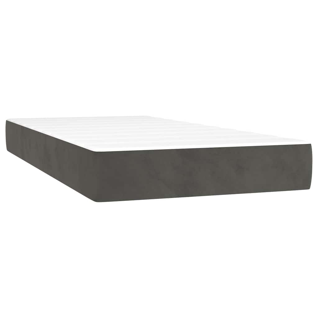 Sommier à lattes de lit et matelas gris foncé 120x190cm velours - XIOS