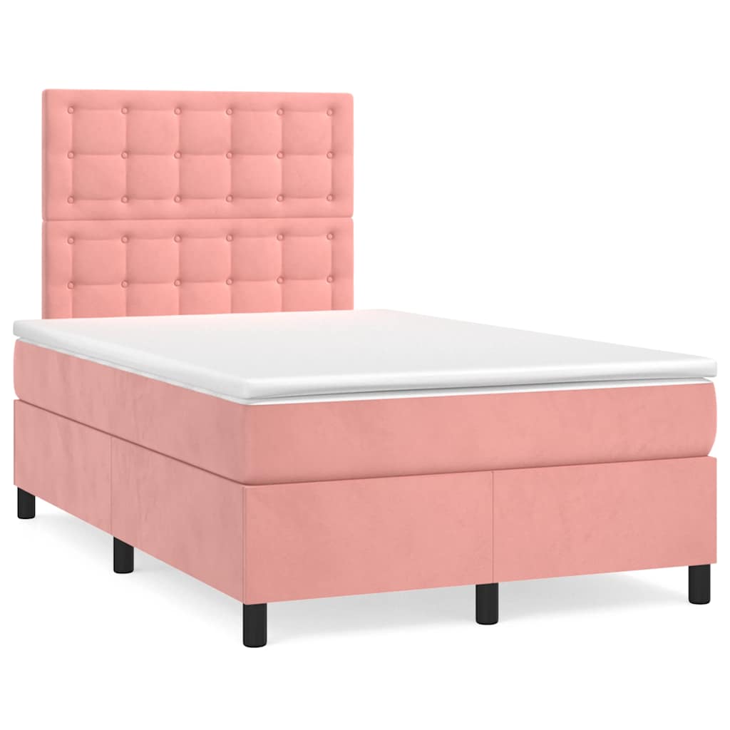 Sommier à lattes de lit avec matelas rose 120x190 cm velours - XIOS