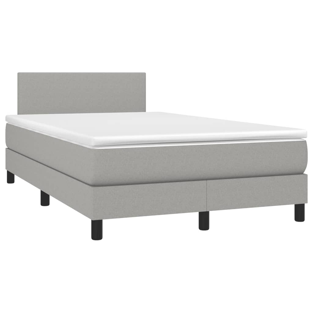 Sommier à lattes de lit matelas LED gris clair 120x190 cm tissu - XIOS