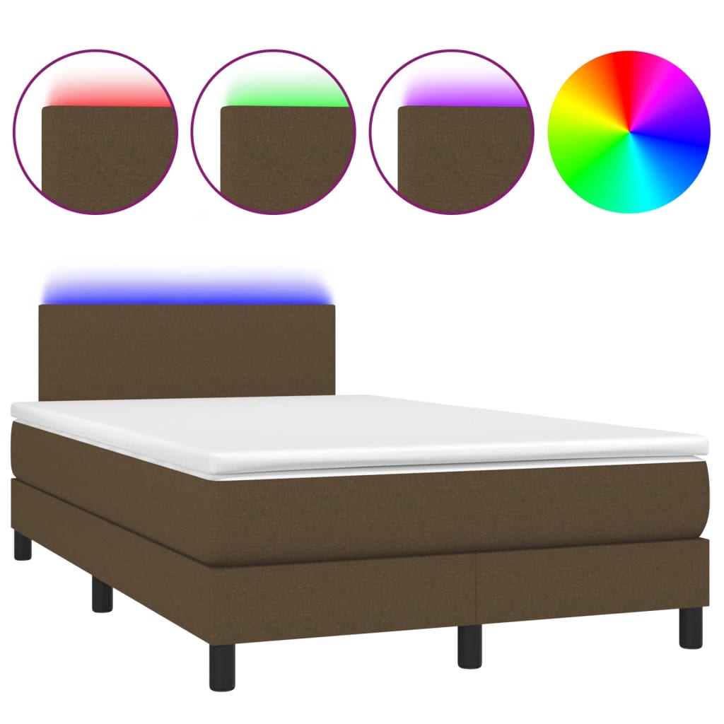 Sommier à lattes de lit matelas et LED marron foncé 120x190 cm - XIOS